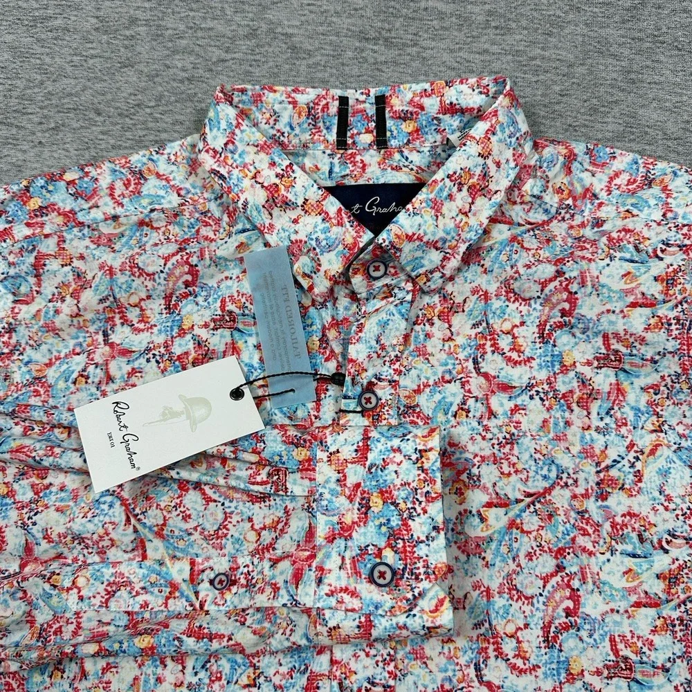 Robert Graham Shirt Mens Large Tailored Kamari Colorful Paisley Long Sleeve NEW